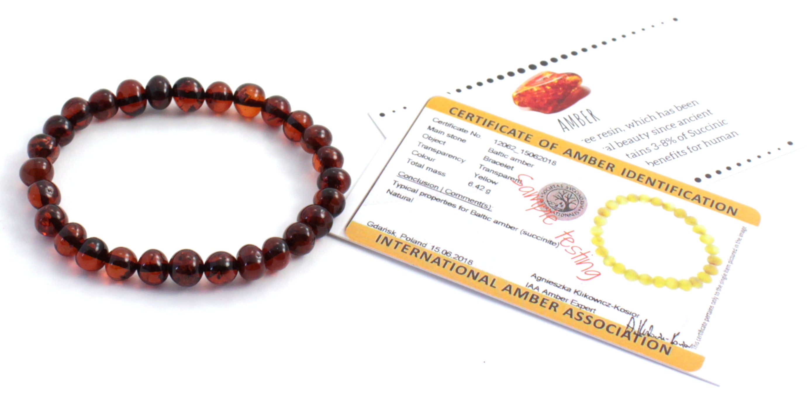 Baltic Amber Stretch Bracelet for Women Cherry Black Color