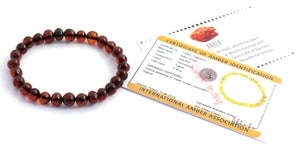 Baltic Amber Stretch Bracelet for Women Cherry Black Color