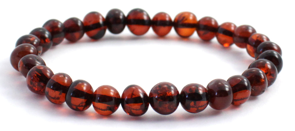 Baltic Amber Stretch Bracelet for Women Cherry Black Color