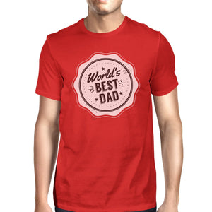 World's Best Dad Mens Red Crew Neck Cotton Shirt