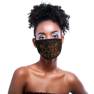 Gold Rhinestone BLACK LIVES MATTER Mask